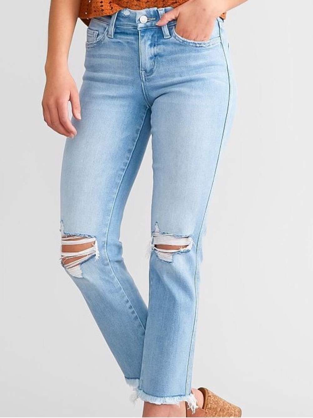Flying Monkey Mid Rise Cropped Straight Jeans